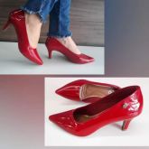 Scarpin Mysapatilhas Verniz Vermelho Microgel Salto 5 cm