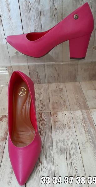 Scarpin Microgel Rosa Fosco Salto 7 cm Bico Fino