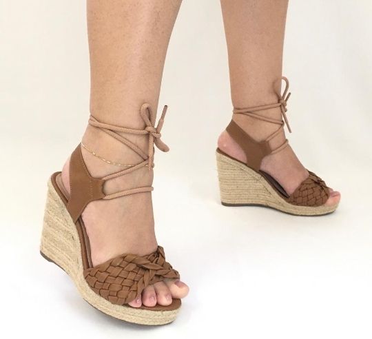 Anabela Caramelo Cordas Tp. Blogueira Salto 10cm