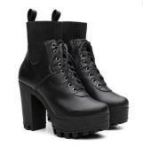 Bota Coturno Vicerinne Feminino Preta Meia Pata10 cm