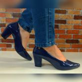 SCARPIN CONFORT SALTO BLOCO 7CM LUAMY AZUL MARINHO