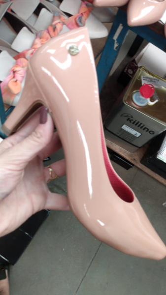 Scarpin Microgel Nude Vinil Salto 7 cm