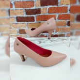 Scarpin Microgel Nude Fosco Bico Fino Salto 5 cm
