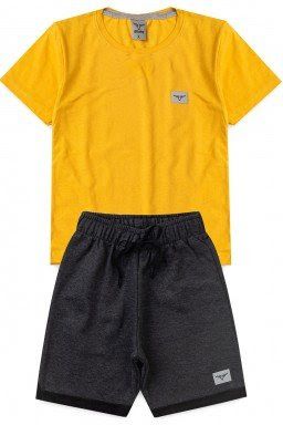 CONJUNTO INFANTIL MASCULINO BÁSICO MOSTARDA 0098 - KEKI BOYS TAM. 2 ANOS
