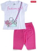 Conjunto Infantil Feminino Bolsa Fashion Girl Branco 647 - Laluna