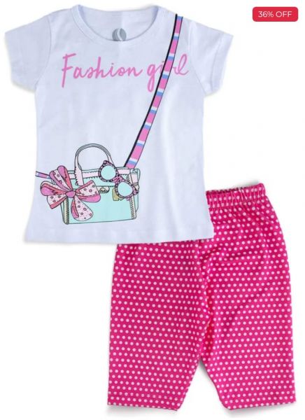 Conjunto Infantil Feminino Bolsa Fashion Girl Branco 647 - Laluna
