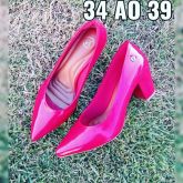 Scarpin Salto Bloco microgel Pink 5 cm