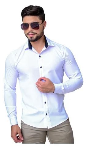 Camisa Social Lisa Slim Adulto Branco