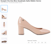 Scarpin Via Uno Bico Quadrado Salto Médio Verniz